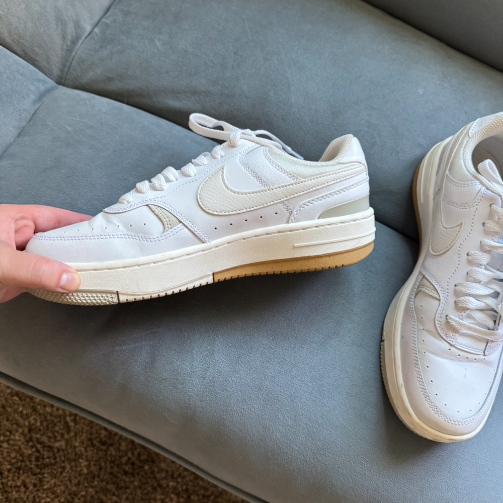Nike White and Tan Women's Sneakers